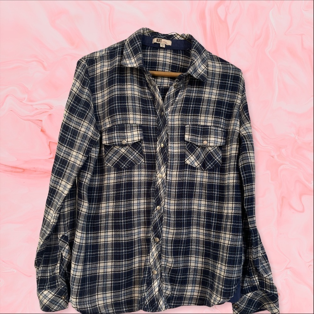 KUT from the Kloth soft flannel snap front ladies small shirt